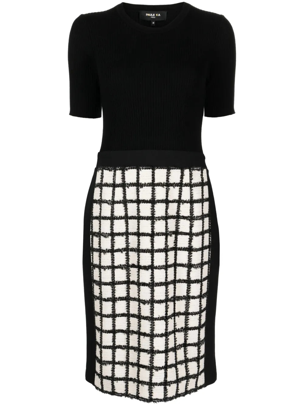 Grid-Pattern Ribbed-Knit Dress