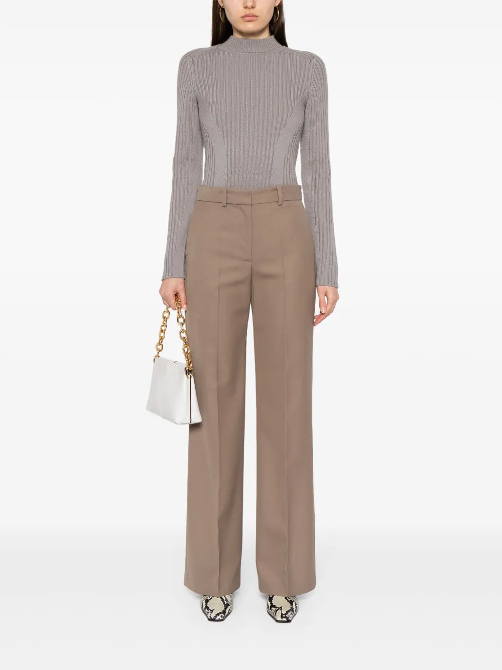 Mock-Neck Ribbed-Knit Jumper