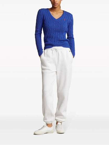 Logo-Embroidered Cable-Knit Sweatshirt