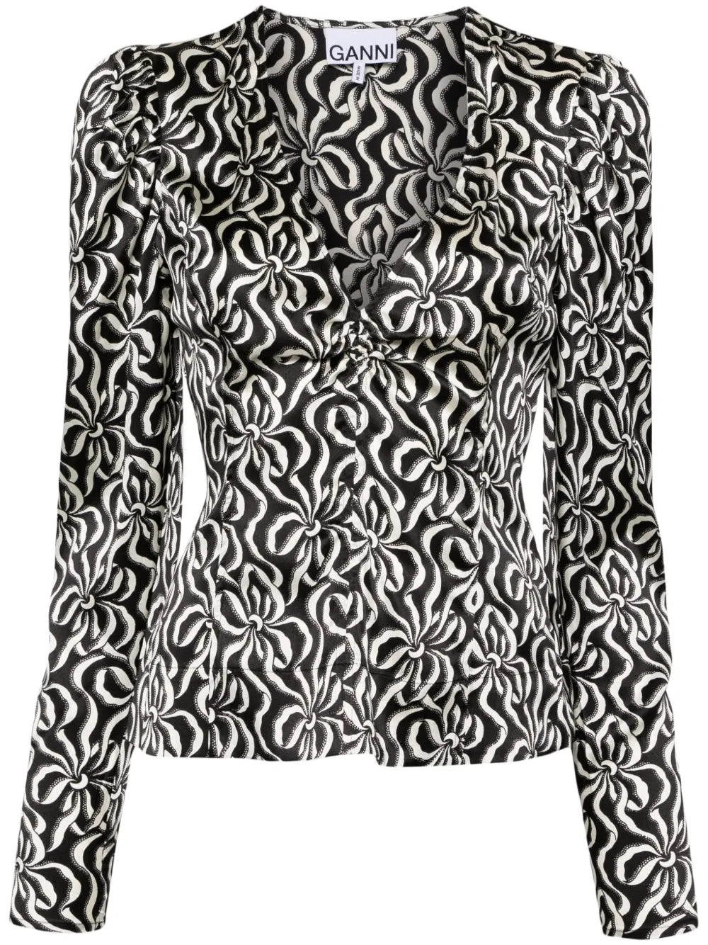 Graphic-Print Silk Blouse