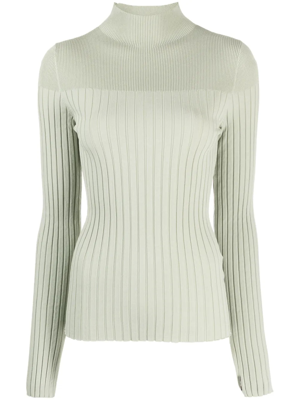 High-Neck Ribbed-Knit Top