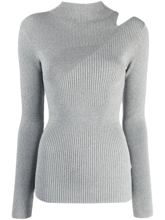 Cut-Out Ribbed-Knit Top