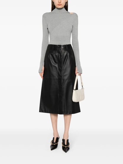 Cut-Out Ribbed-Knit Top