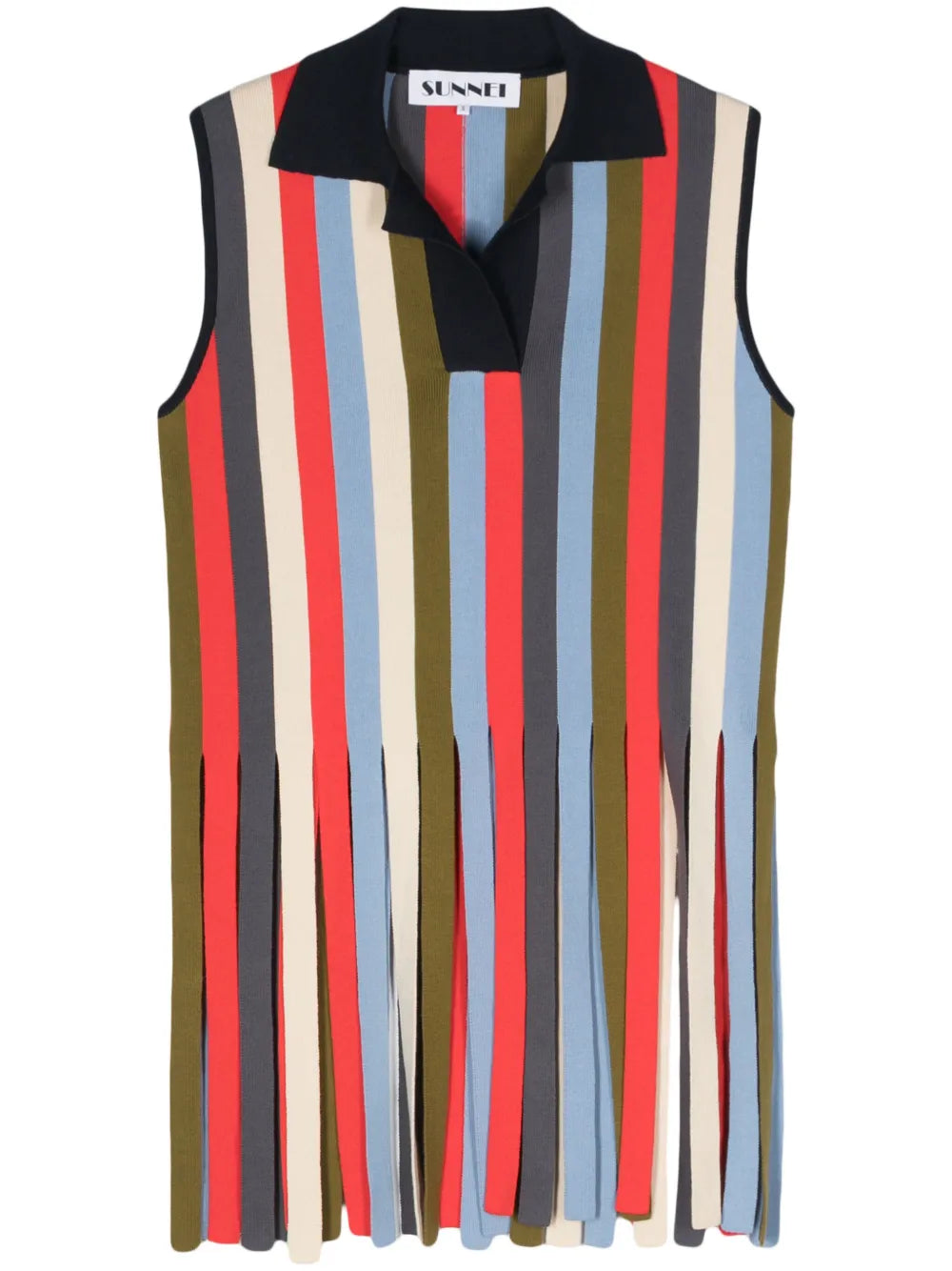 Fringed-Edge Striped Polo Shirt