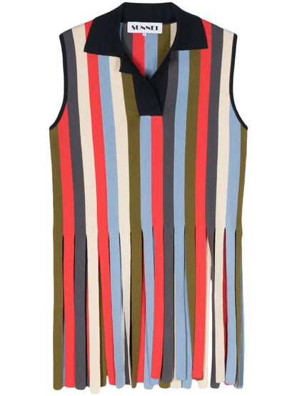 Fringed-Edge Striped Polo Shirt