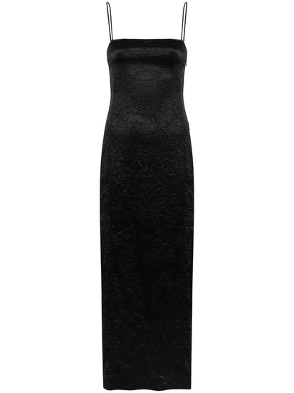 Crinkled Satin Maxi Dress