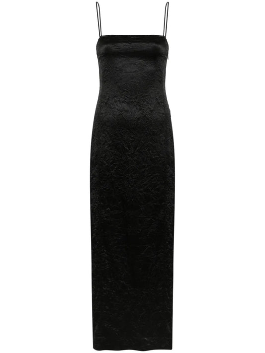 Crinkled Satin Maxi Dress