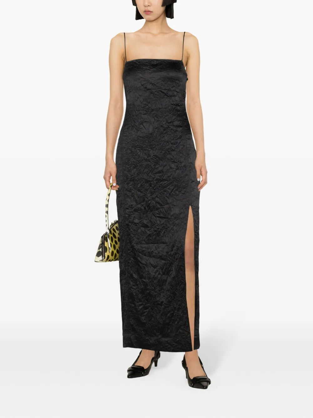 Crinkled Satin Maxi Dress