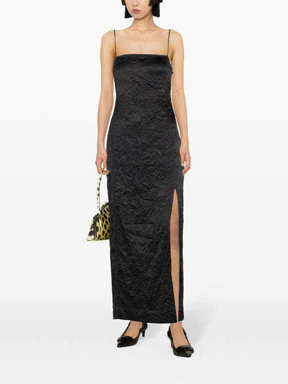 Crinkled Satin Maxi Dress