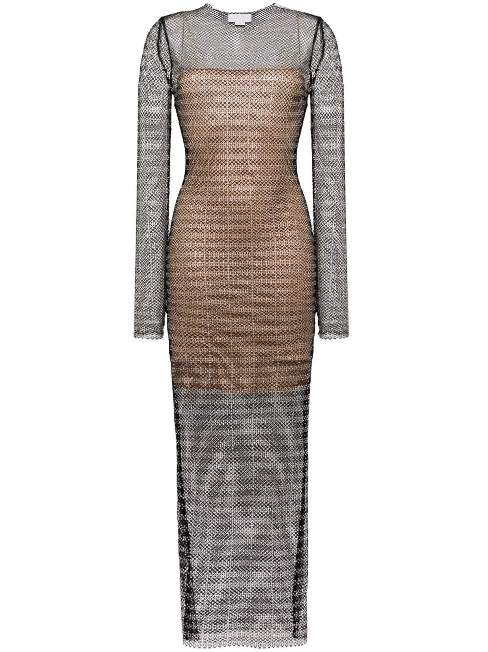 Crystal-Embellished Mesh Maxi Dress