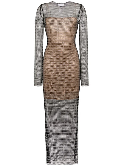 Crystal-Embellished Mesh Maxi Dress