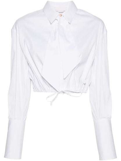 Logo-Plaque Cropped Poplin Shirt