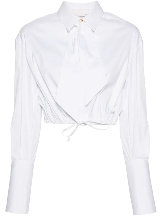 Logo-Plaque Cropped Poplin Shirt