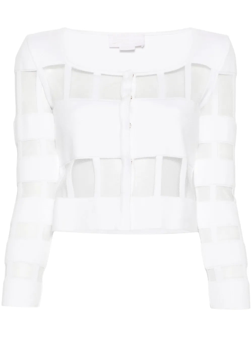 Mesh-Panelled Ribbed Cardigan