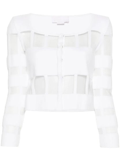 Mesh-Panelled Ribbed Cardigan