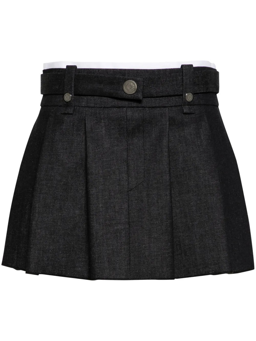 Pleated Denim Miniskirt