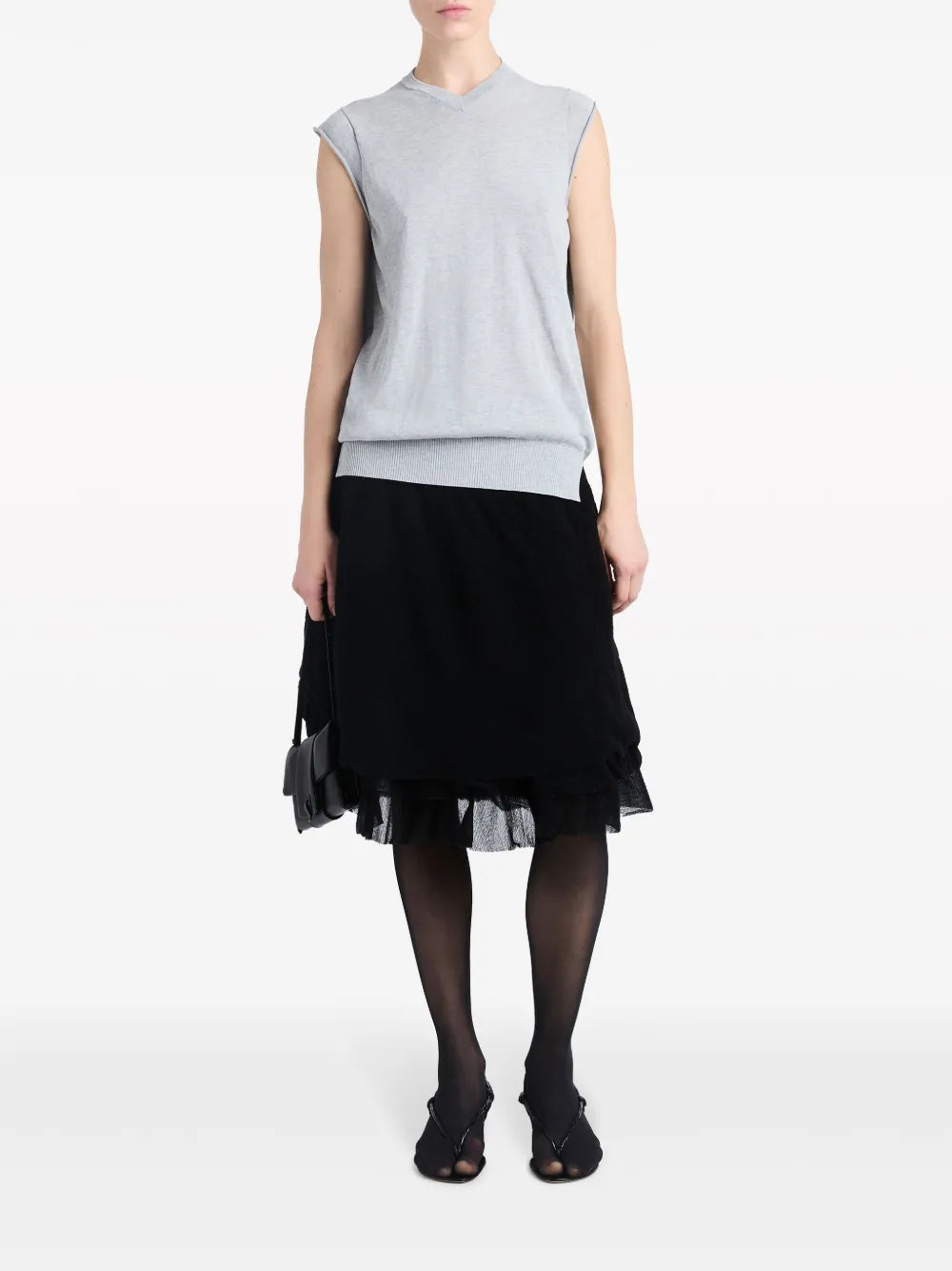Morgan V-Neck Fine-Knit Top
