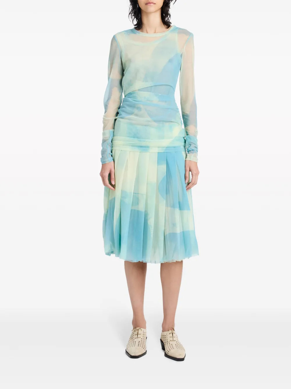 Judy Abstract-Print Pleated Skirt