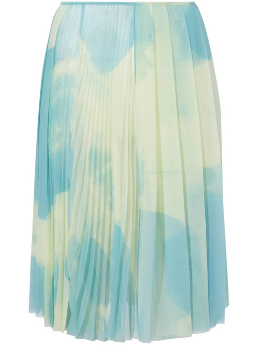 Judy Abstract-Print Pleated Skirt
