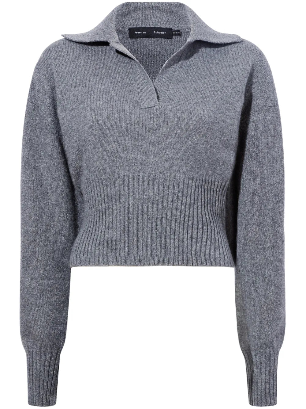Jeanne Split-Neck Ribbed-Knit Jumper