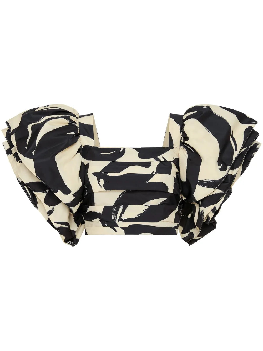 Pompidou Abstract-Print Crop Blouse