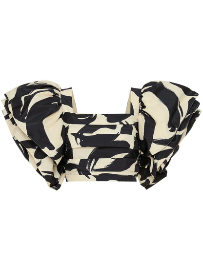 Pompidou Abstract-Print Crop Blouse