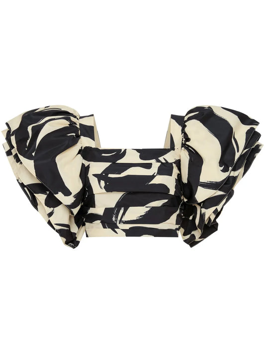 Pompidou Abstract-Print Crop Blouse