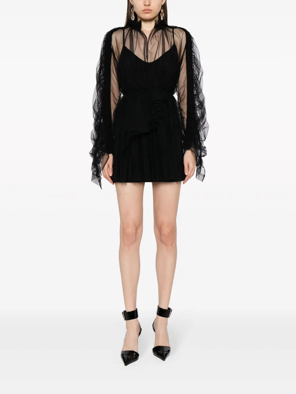 Tulle-Panels Mini Dress