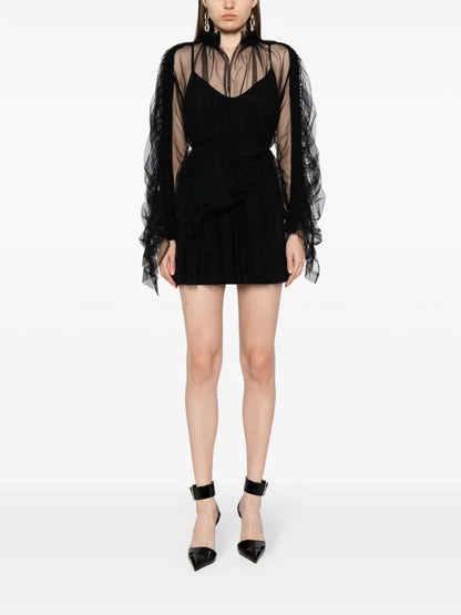 Tulle-Panels Mini Dress