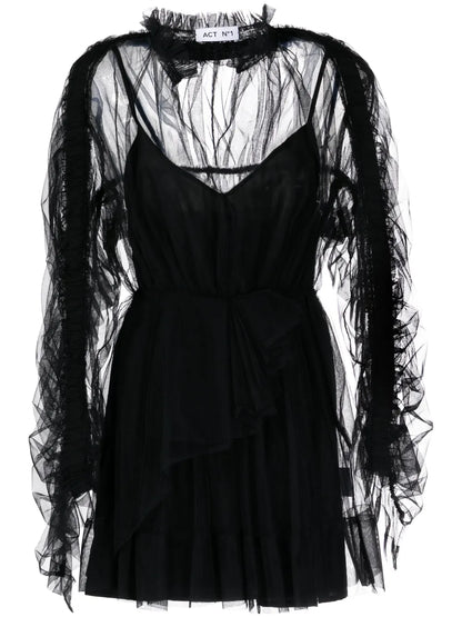 Tulle-Panels Mini Dress