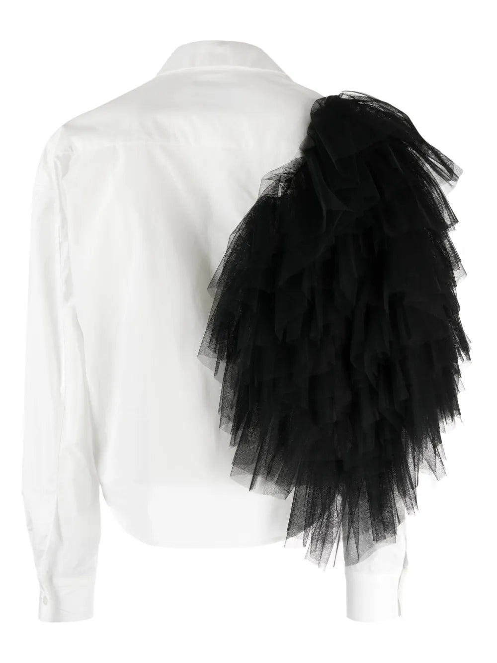Tulle Pompom-Detail Cotton Shirt