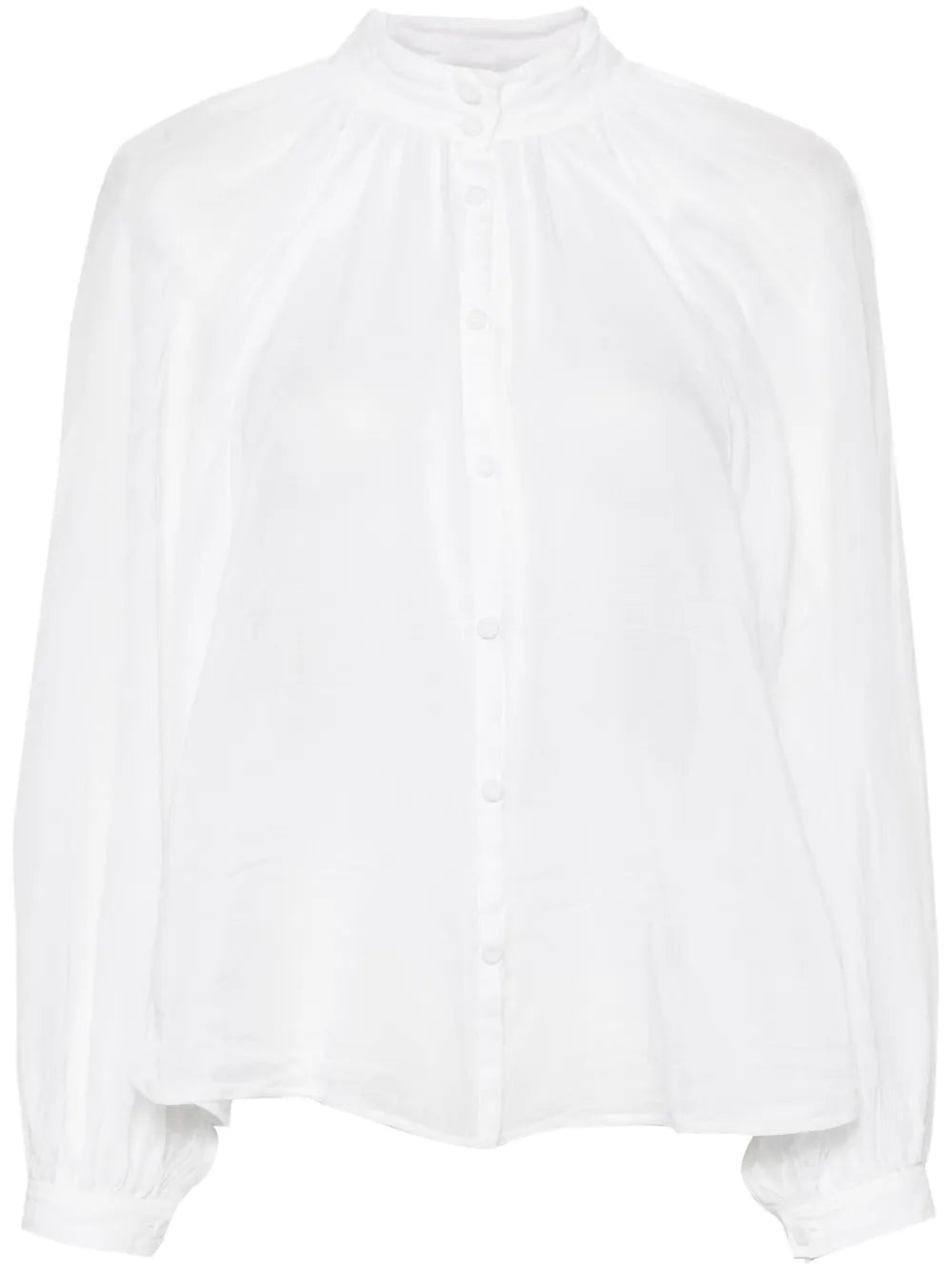 Semi-Sheer Collarless Blouse