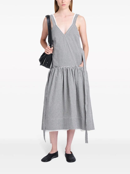 Sasha Grid-Print Midi Dress