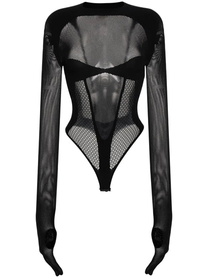Panelled-Mesh Bodysuit
