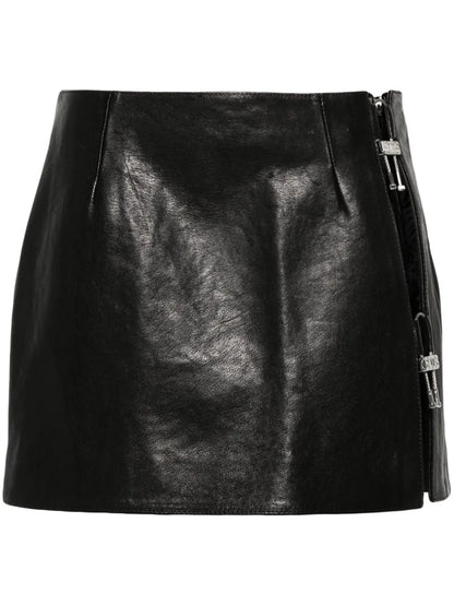 Logo-Plaque Leather Mini Skirt