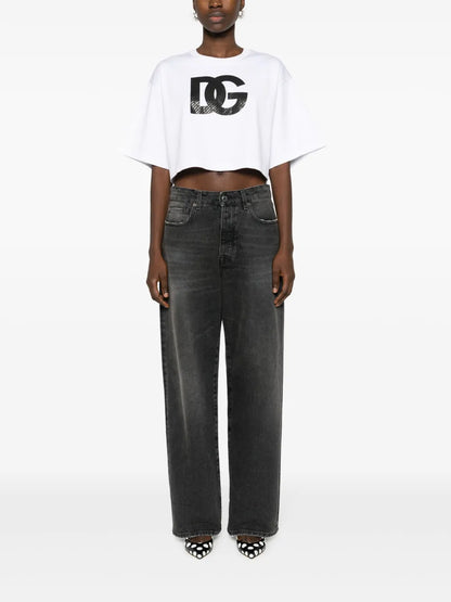 Logo-Print Cropped T-Shirt