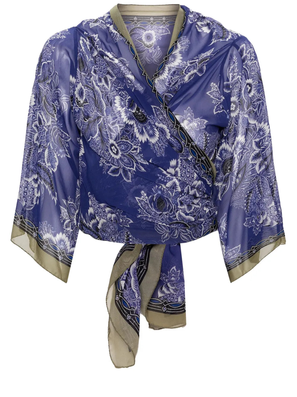Floral-Print Tied Blouse