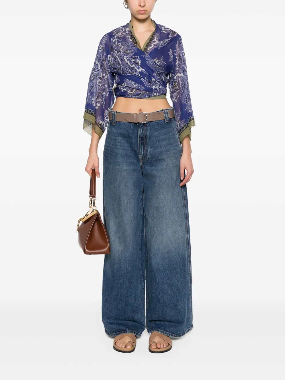 Floral-Print Tied Blouse