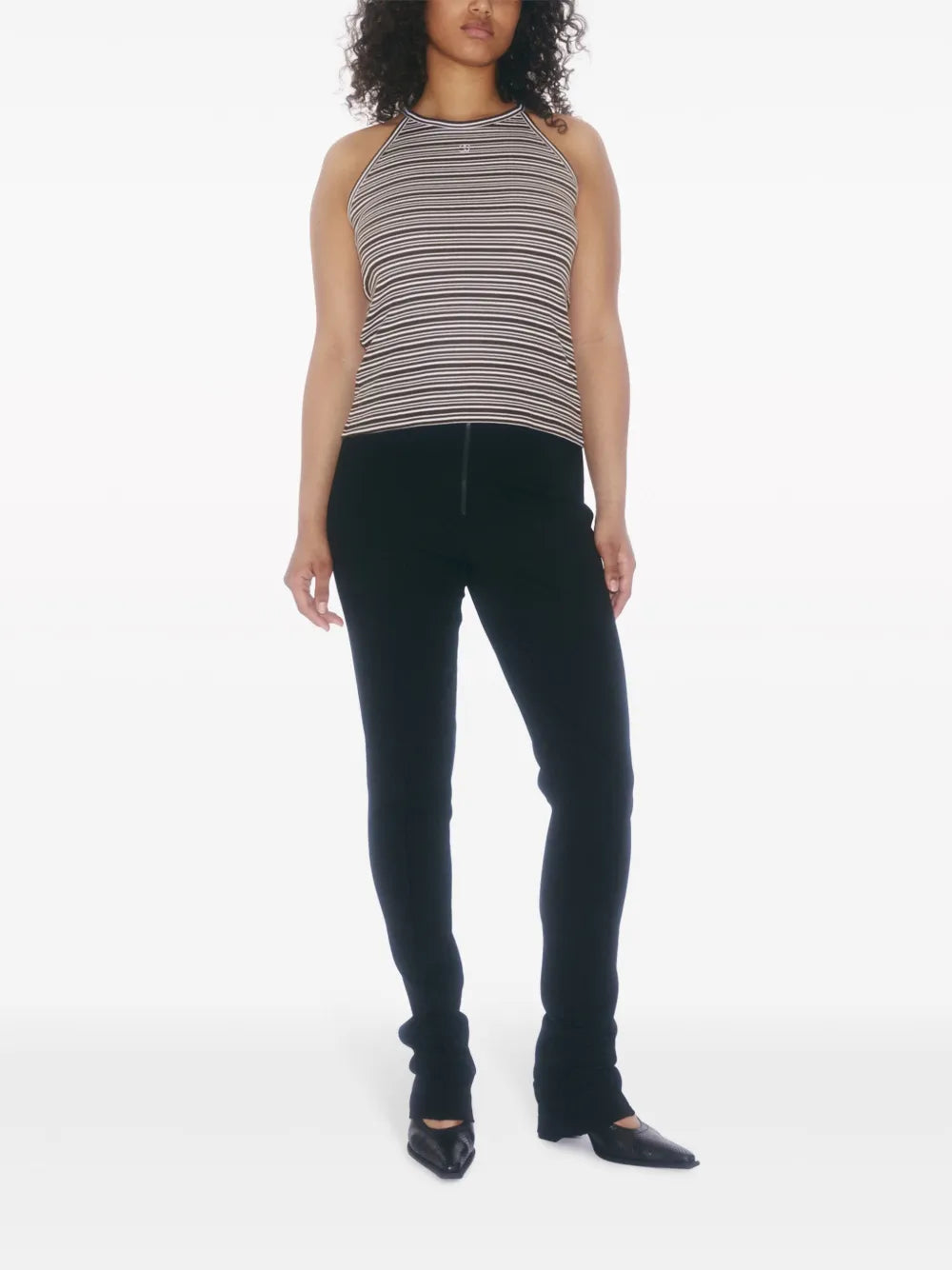 Monogram-Embroidered Striped Organic Cotton Tank Top