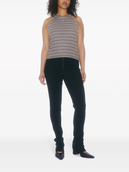 Monogram-Embroidered Striped Organic Cotton Tank Top