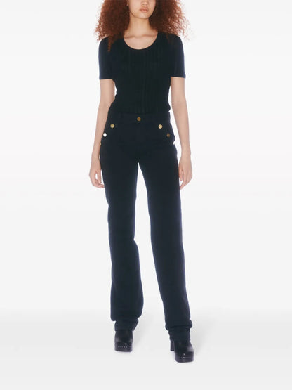 Classic Button-Detail Straight-Leg Jeans