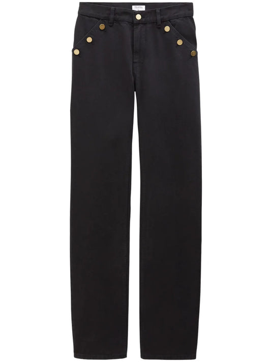 Classic Button-Detail Straight-Leg Jeans