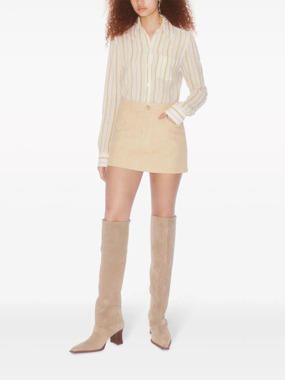 A-Line Cotton-Blend Miniskirt