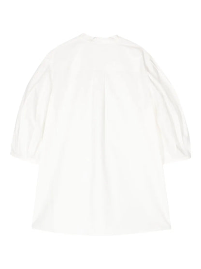 Balloon-Sleeve Cotton Blouse