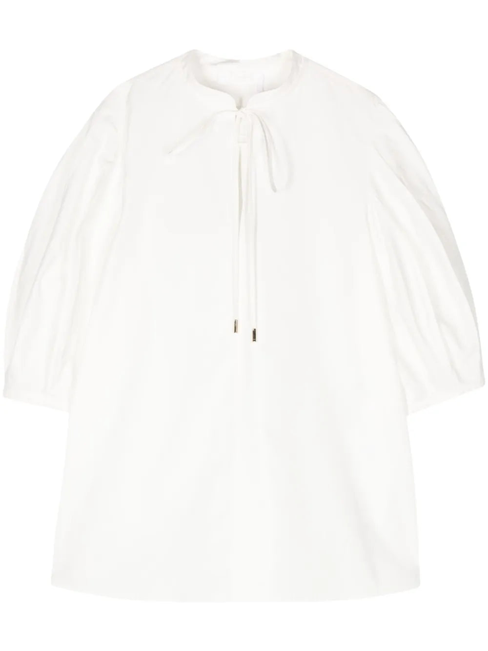 Balloon-Sleeve Cotton Blouse