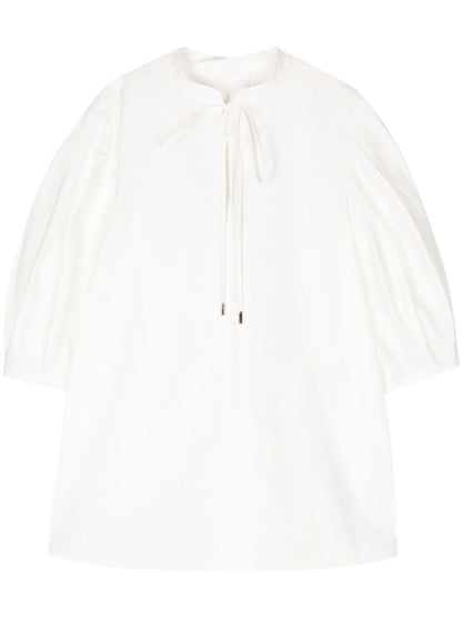 Balloon-Sleeve Cotton Blouse