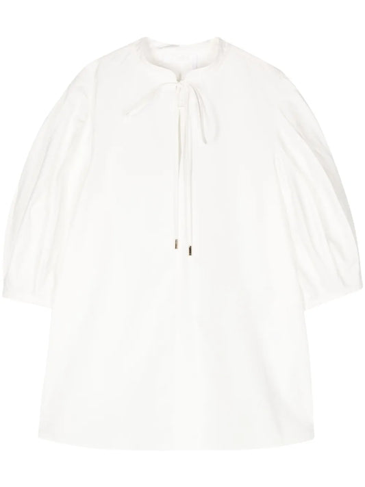 Balloon-Sleeve Cotton Blouse