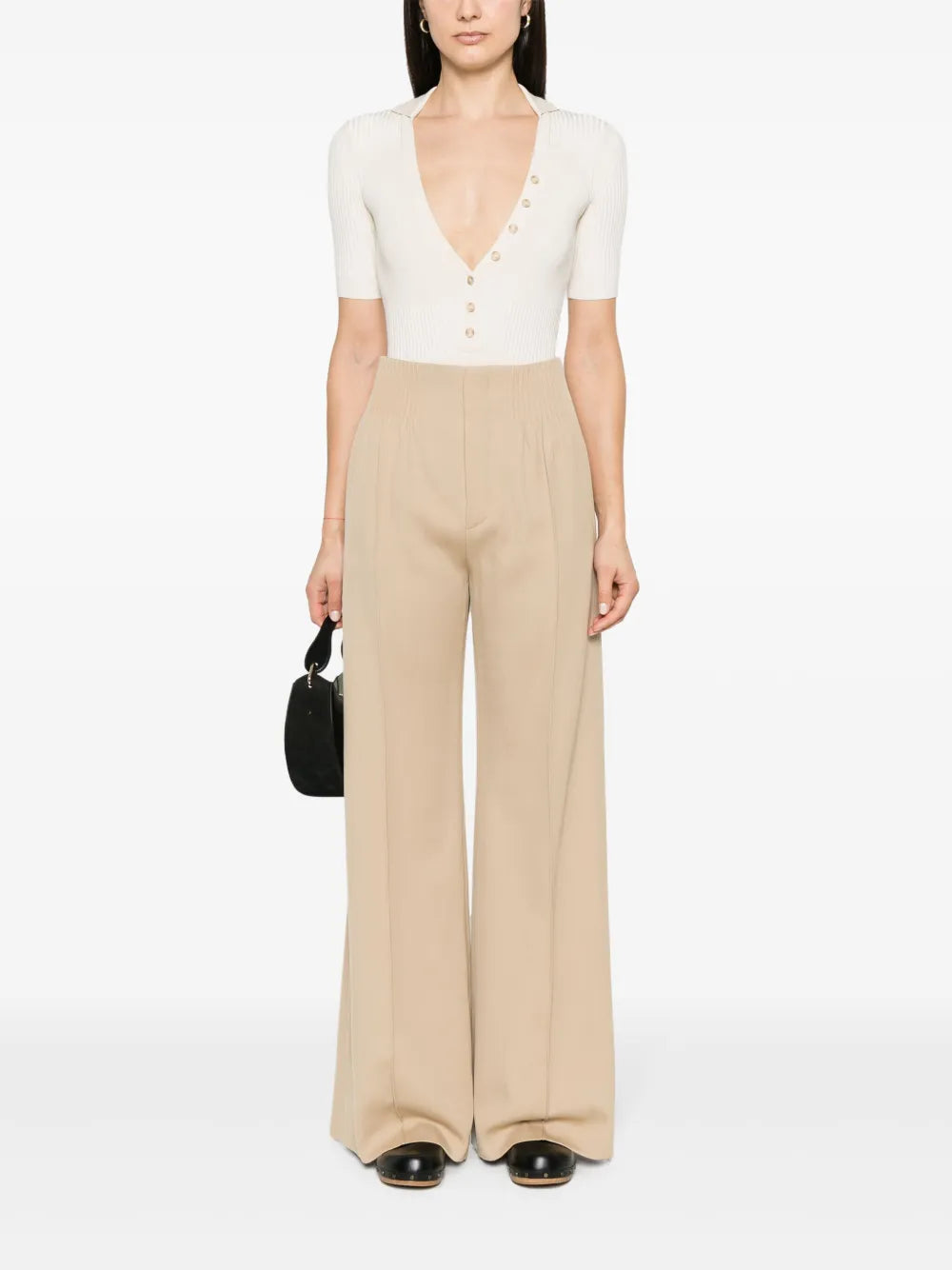 Seam-Detail Wide-Leg Trousers