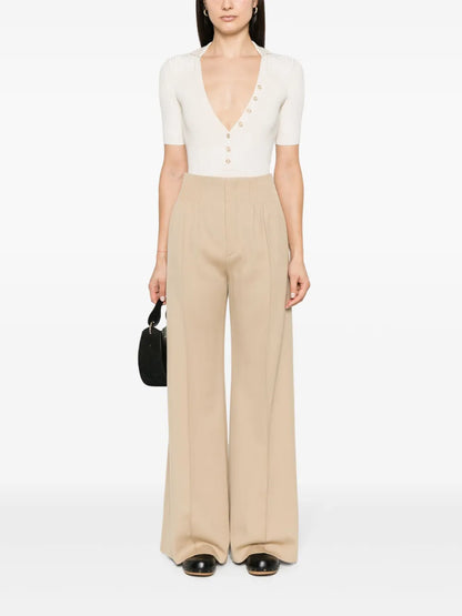 Seam-Detail Wide-Leg Trousers