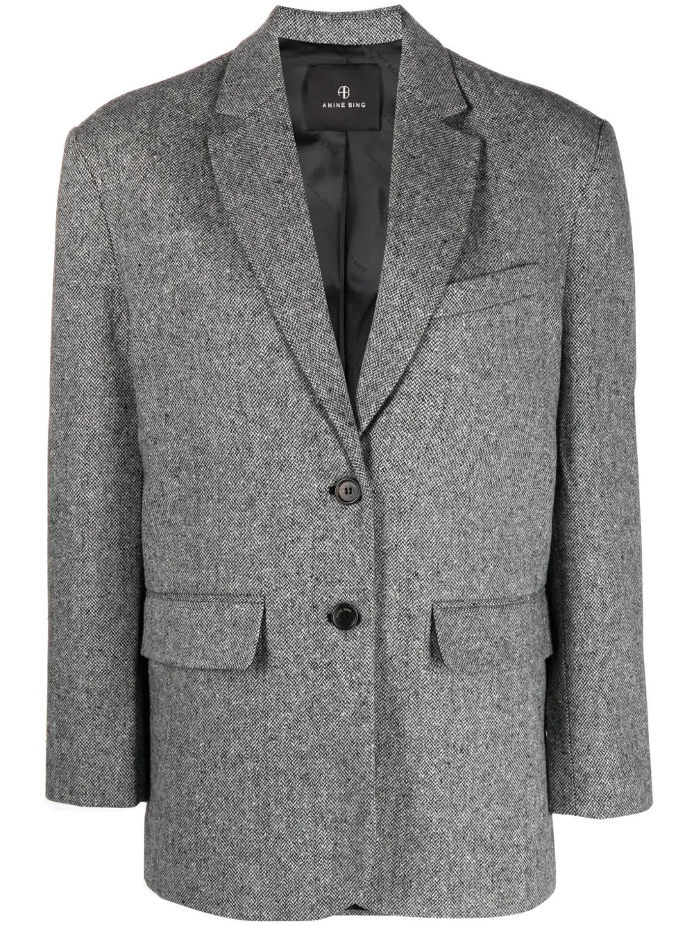 Herringbone Single-Breasted Blazer